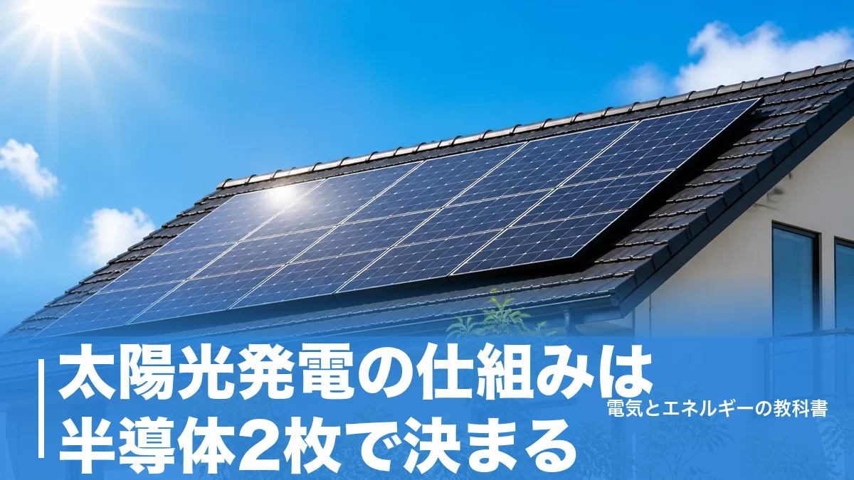太陽光発電の仕組みは半導体2枚で決まる｜変換効率20%と発電量の計算式まで解説のアイキャッチ画像