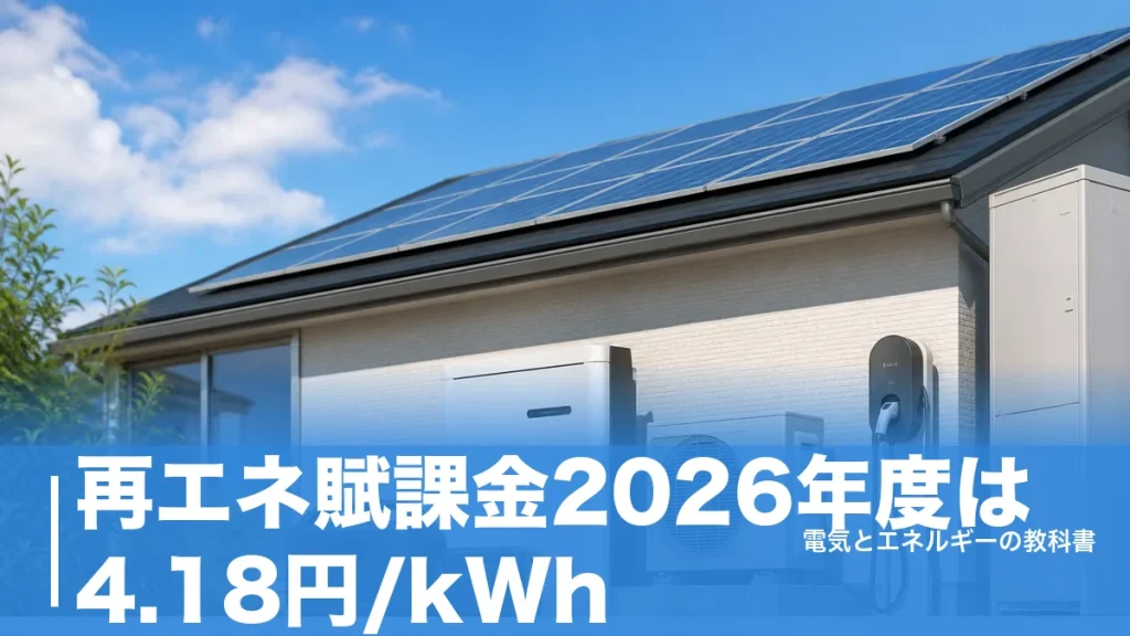 再エネ賦課金2026年度は4.18円/kWh｜月400kWhの家庭で年20,064円の負担のアイキャッチ画像