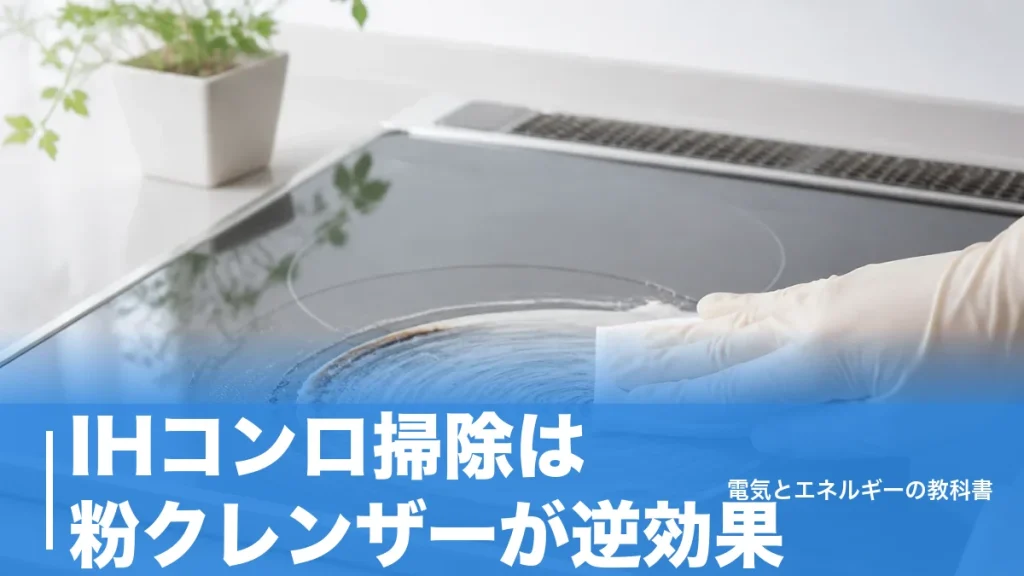 IHコンロ掃除は粉クレンザーが逆効果｜焦げが落ちるクリーム＋ラップの手順のアイキャッチ画像