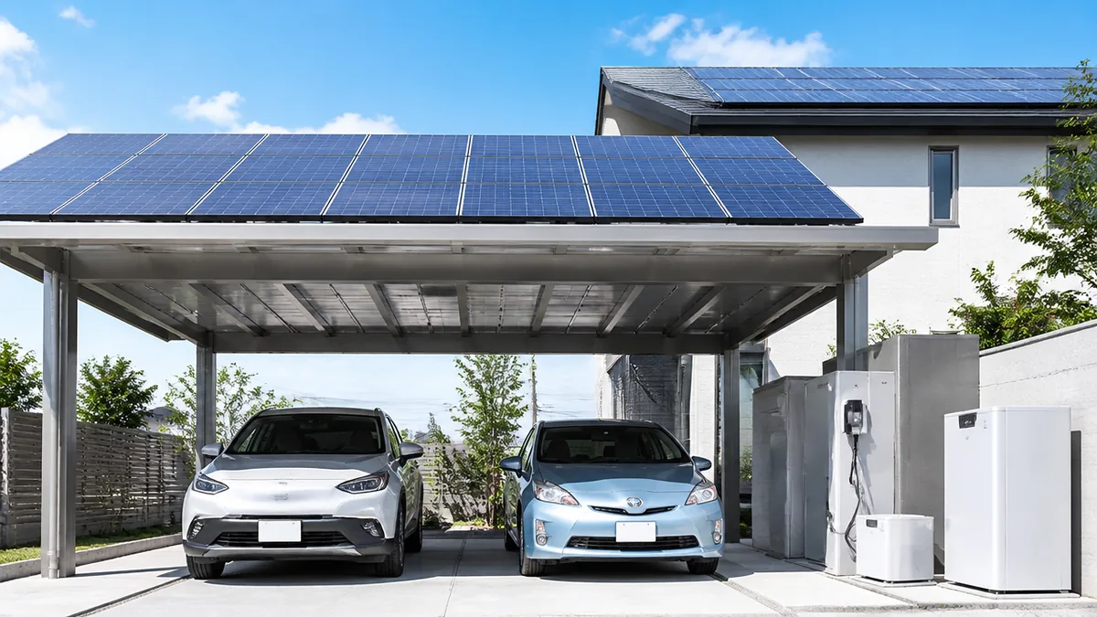 カーポート太陽光とは?駐車場の屋根を発電面に変える仕組みの解説画像